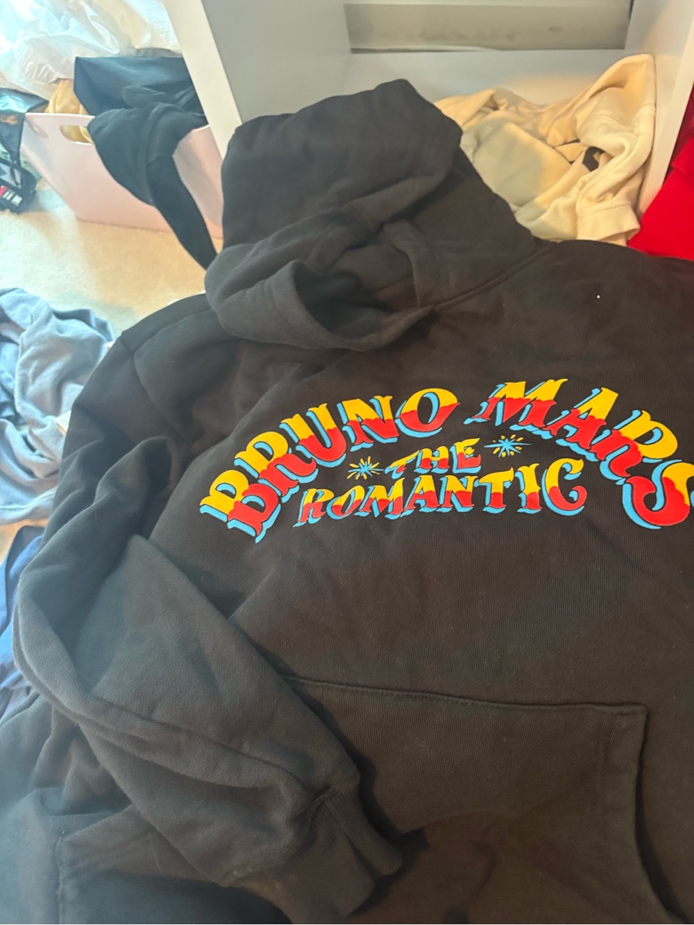 Bruno Mars The Romantic Hoodie - Black with Multicolor Logo